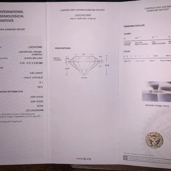 Blue Diamond/SI1/Ideal Cut/Lab Certified